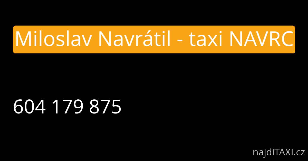 Miloslav Navrátil - taxi NAVRC (Žďár nad Sázavou)